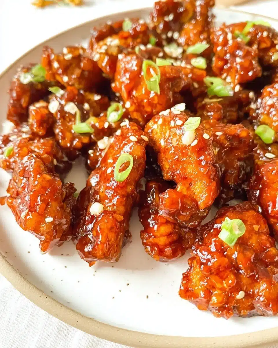 Oven-Baked Tso’s Chicken served with rice and vegetables