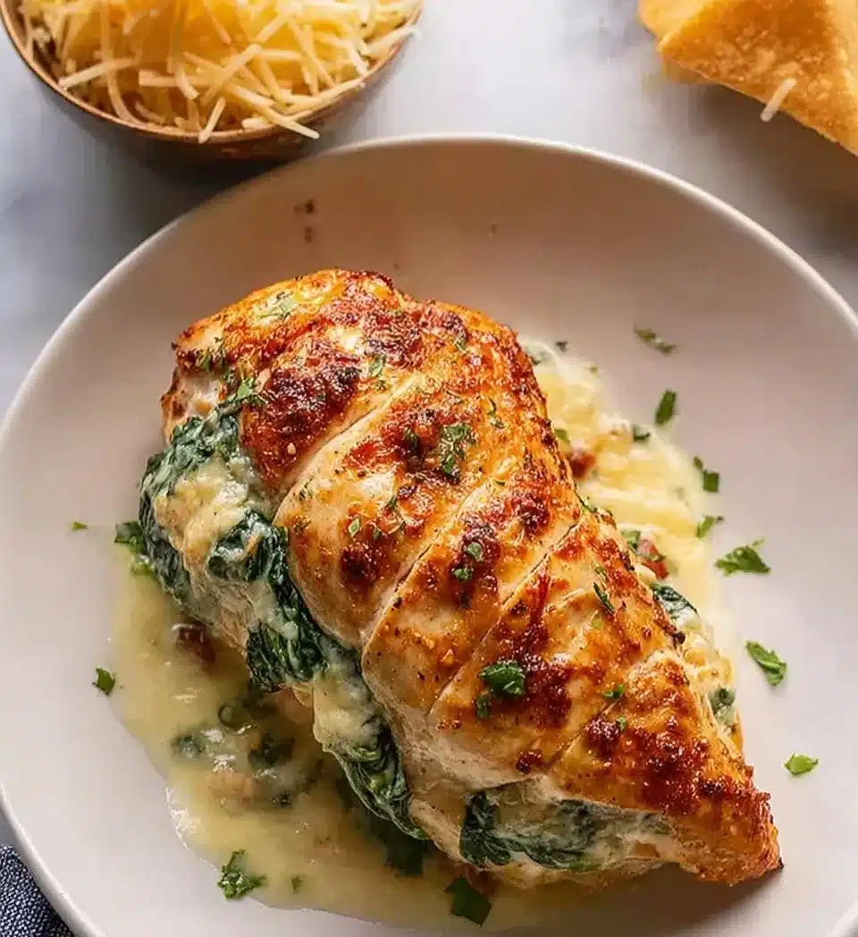 Parmesan Stuffed Chicken Breast with Spinach
