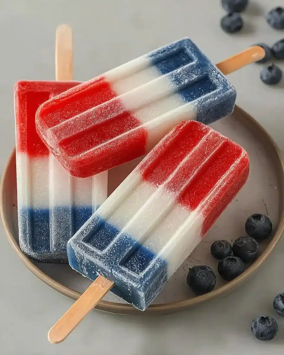 Easy Patriotic Red White and Blue Popsicles