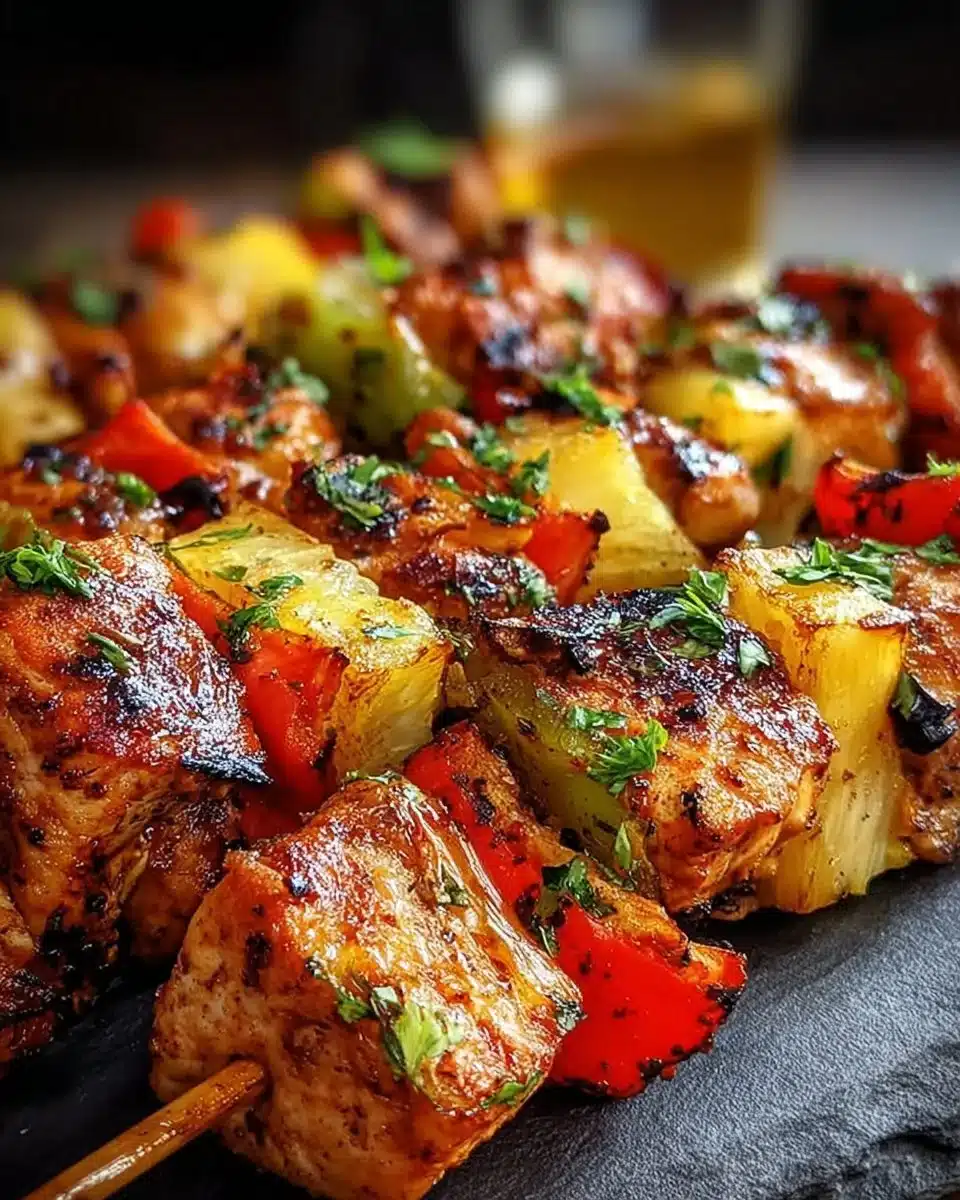 Grilled Pineapple Chicken Kabobs with vibrant colors and fresh ingredients