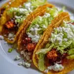 Delicious potato tacos with fresh ingredients and toppings