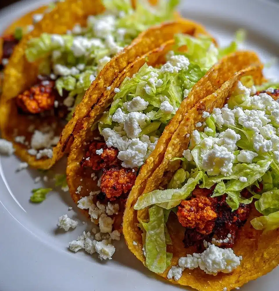 Delicious potato tacos with fresh ingredients and toppings