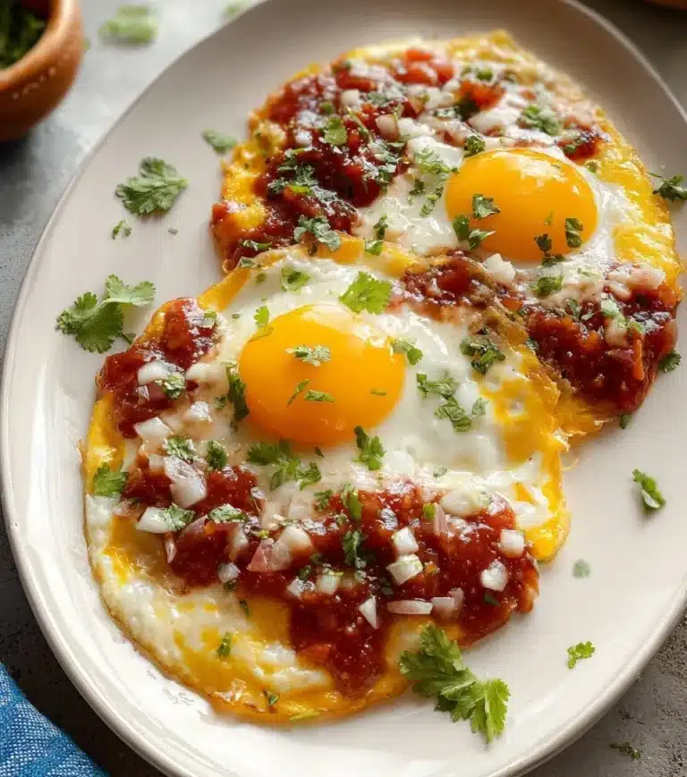 A plate of Ranch Eggs served with fresh vegetables and herbs.