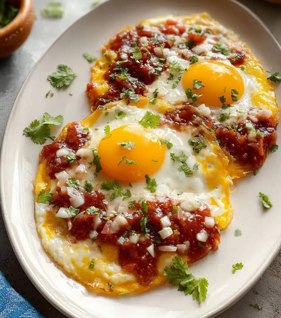 A plate of Ranch Eggs served with fresh vegetables and herbs.