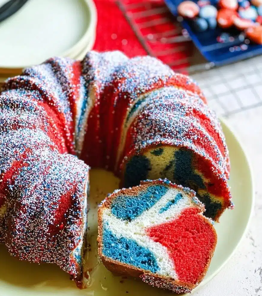 Red White & Blue Marble Cake: A Festive Patriotic Dessert for Your 4th of July Celebration