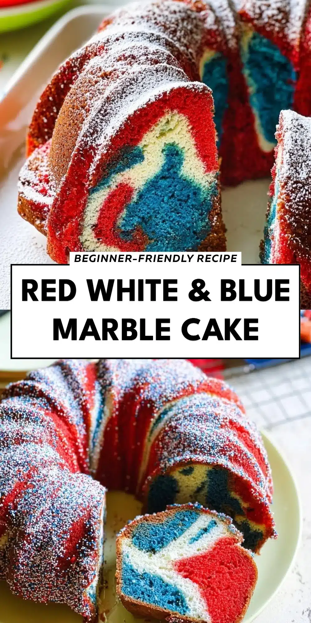 Red White & Blue Marble Cake