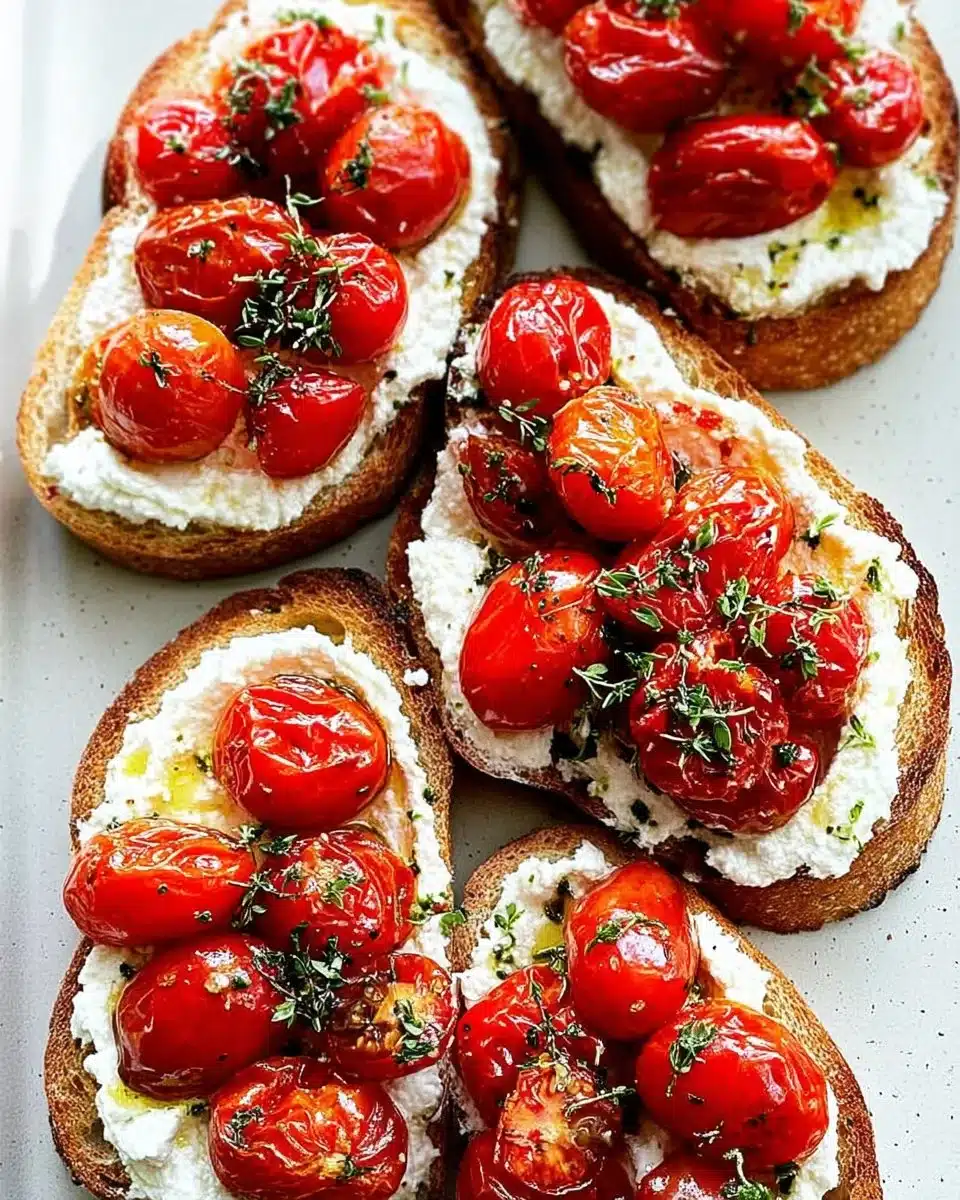 Whipped Ricotta Toast Crostini with Roasted Tomatoes