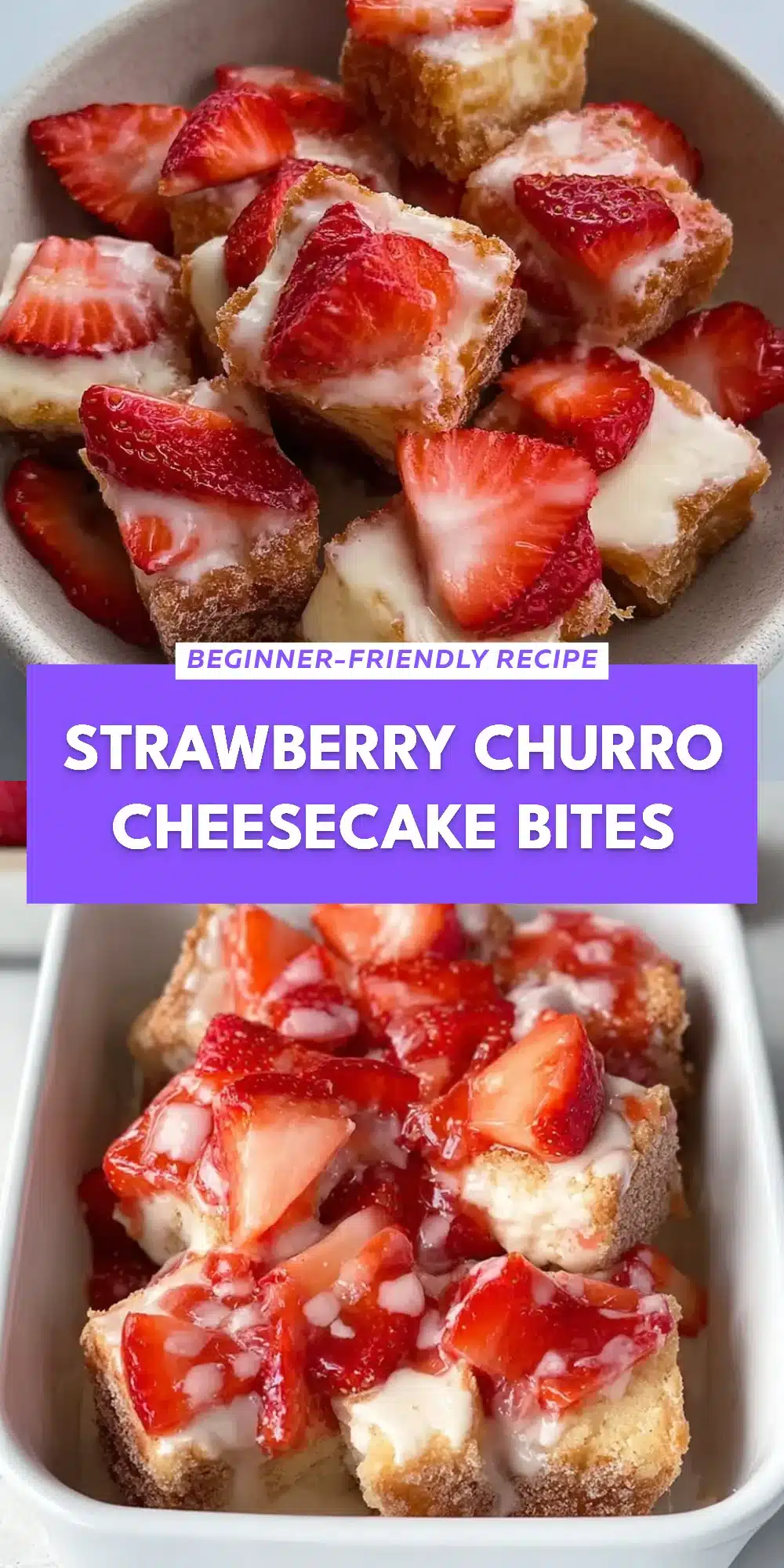 Strawberry Churro Cheesecake Bites
