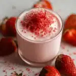 Delicious strawberry cold foam topping on a beverage