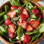 Fresh Strawberry Spinach Salad with nuts and dressing