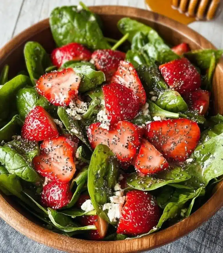 Fresh Strawberry Spinach Salad with nuts and dressing