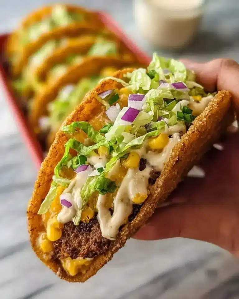 Delicious street corn smash burger tacos topped with fresh ingredients.