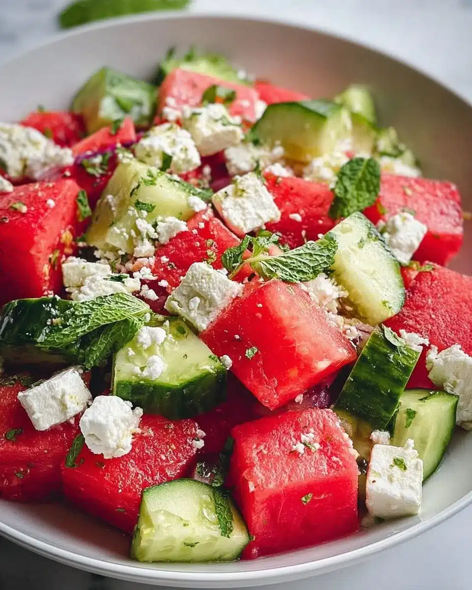 Watermelon Cucumber Feta Salad