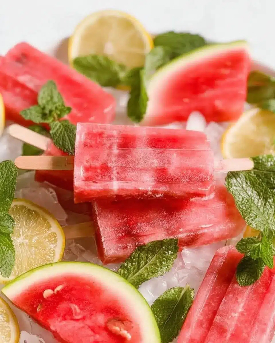 Watermelon Lemon Mint Popsicles