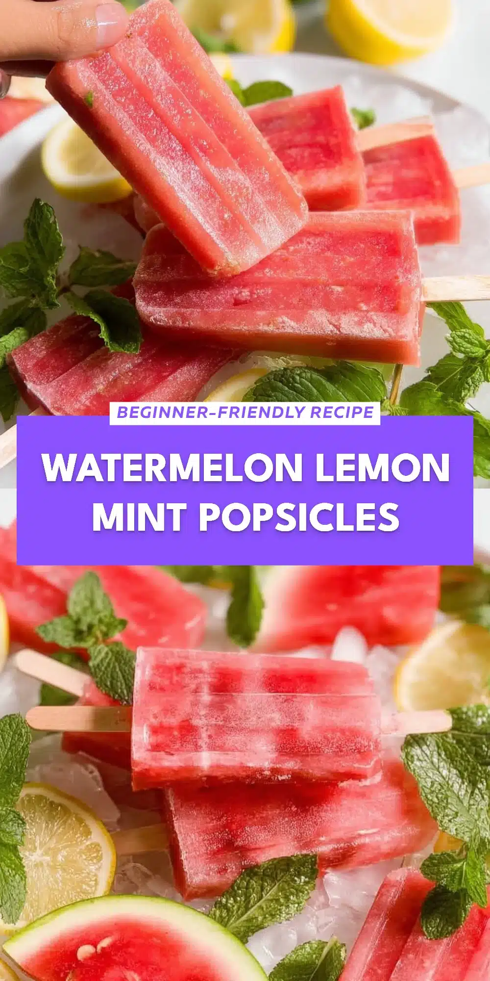 Watermelon Lemon Mint Popsicles