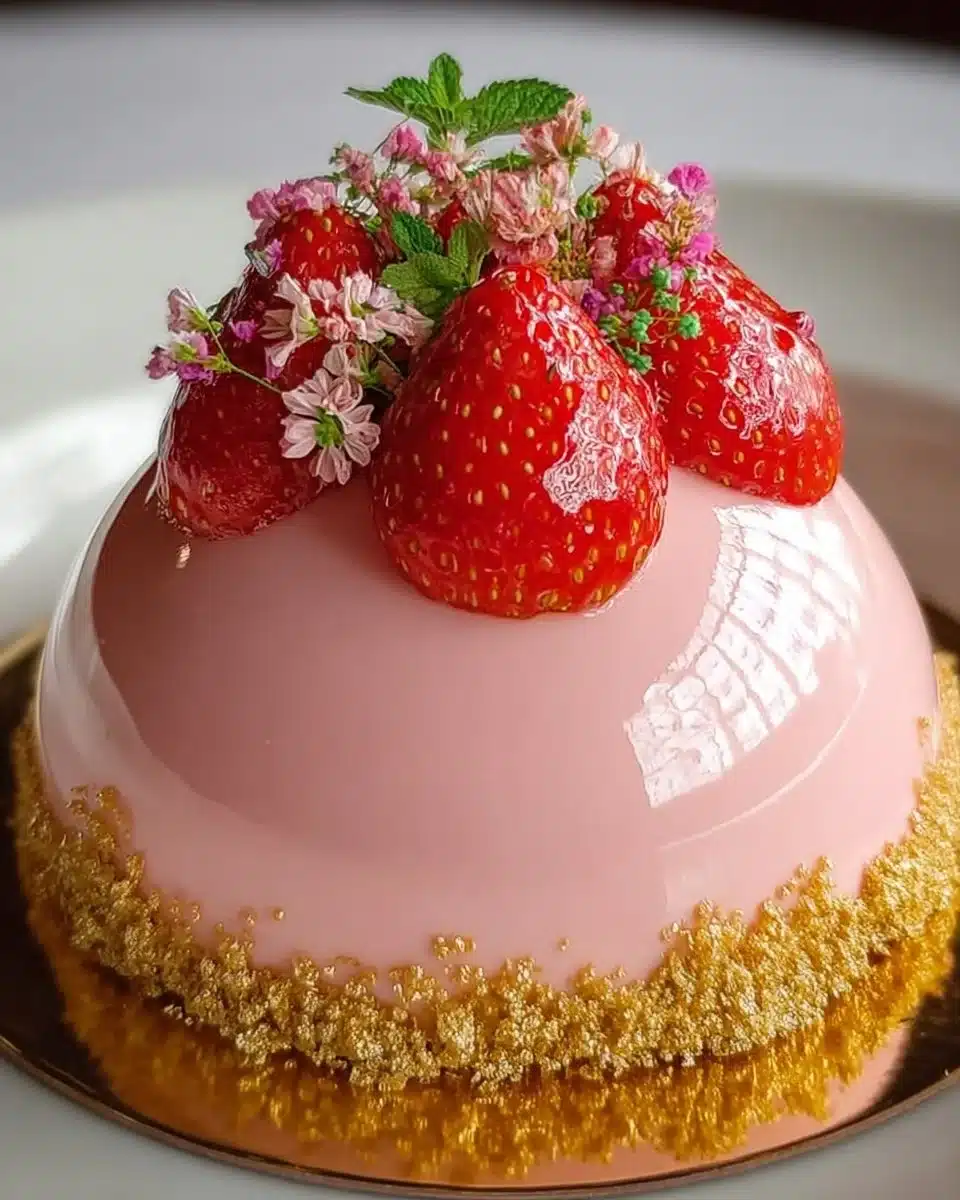 White Chocolate Strawberry Mousse Domes