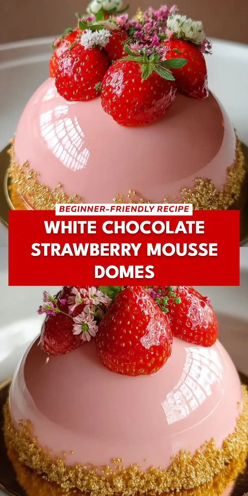 White Chocolate Strawberry Mousse Domes