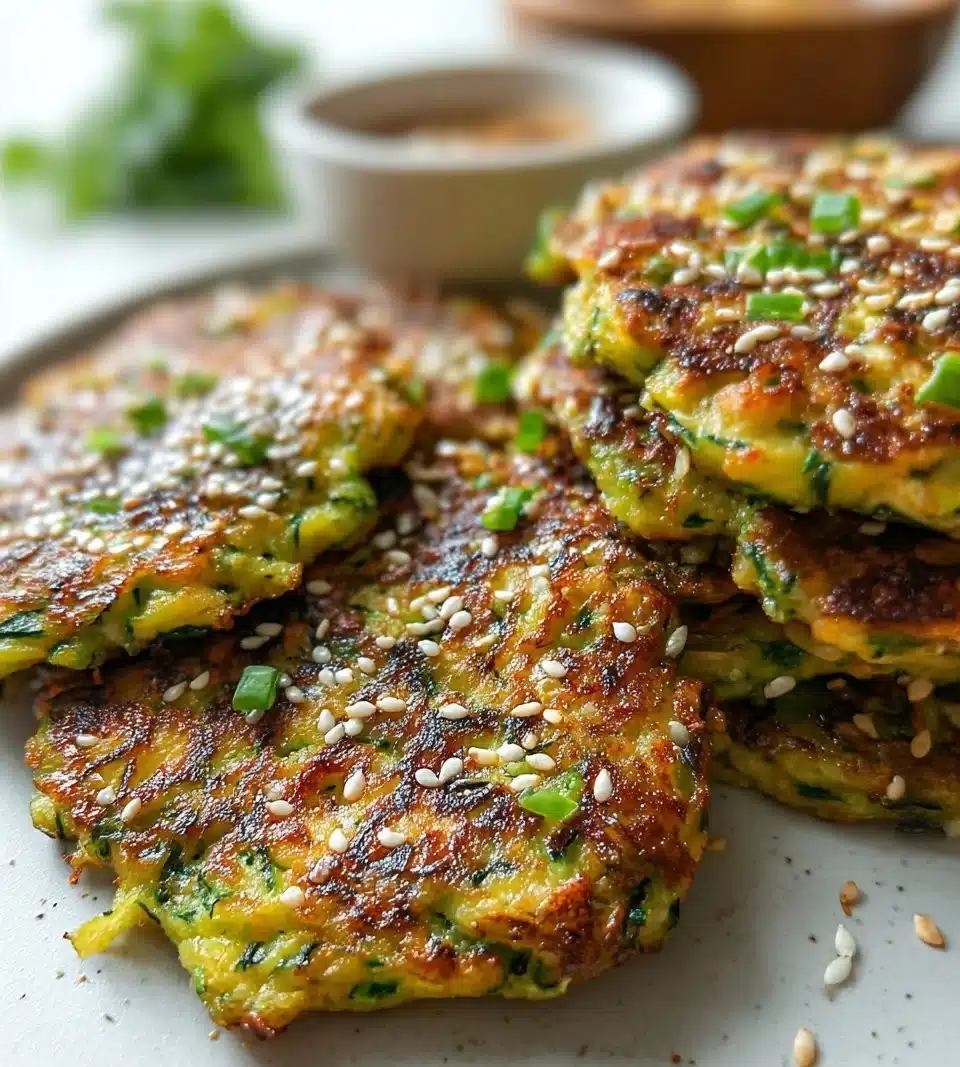Zucchini Fritters with Toasted Sesame Seeds