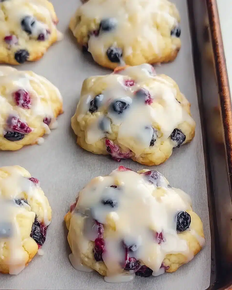 Healthy Blueberry Cookies with Lemon Glaze
