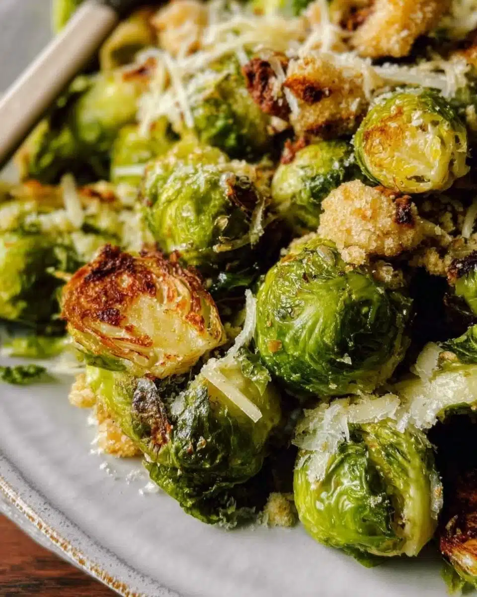 Brussels Sprouts Caesar Salad with crisp sprouts and creamy dressing