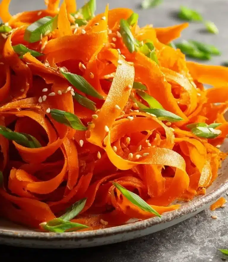 Colorful Carrot Ribbon Salad with fresh vegetables and zesty dressing