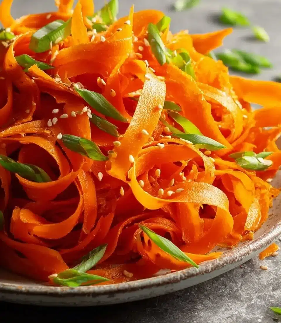 Colorful Carrot Ribbon Salad with fresh vegetables and zesty dressing