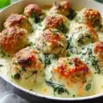Delicious Chicken Ricotta Meatballs served with marinara sauce