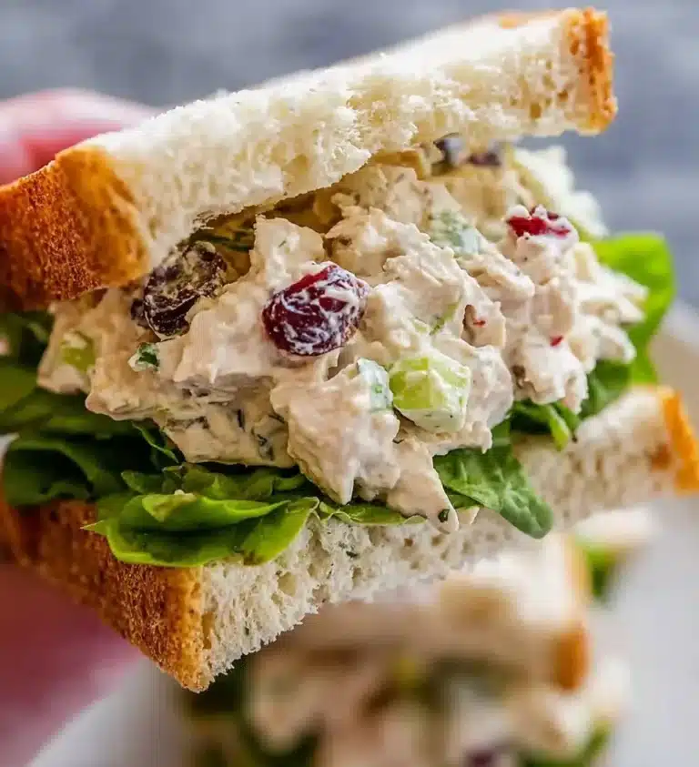 Chicken salad tea sandwiches on a platter for a light lunch or tea party