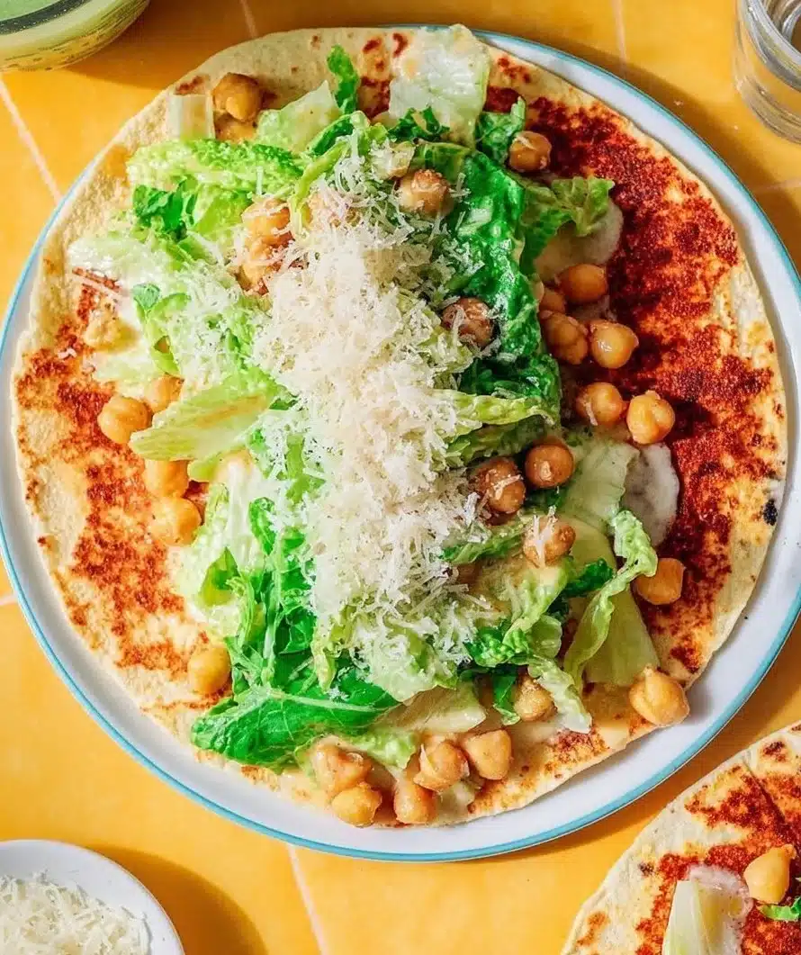 Chickpea Caesar Wraps featuring fresh ingredients and creamy dressing