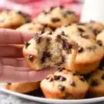 Freshly baked chocolate chip muffins with melty chocolate pieces