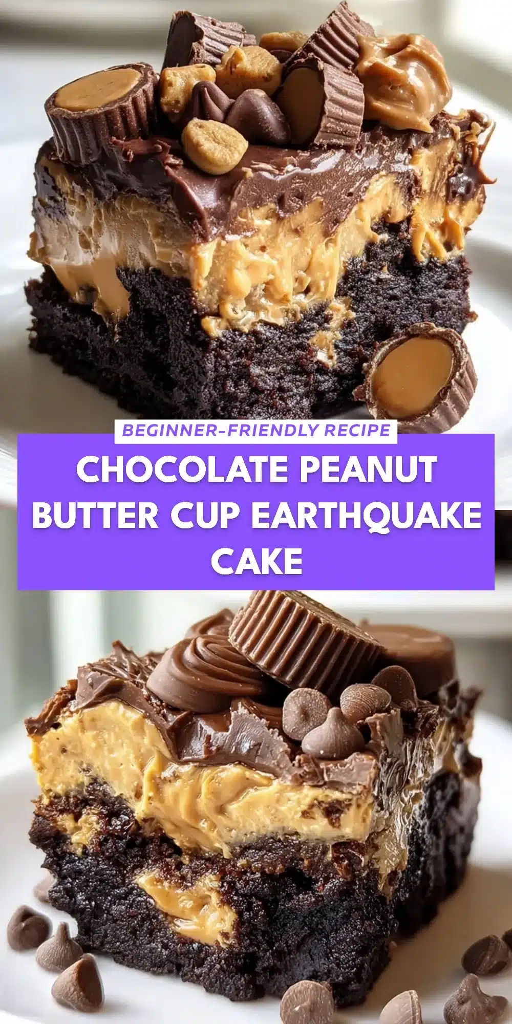 Chocolate Peanut Butter Cup Earthquake Cake