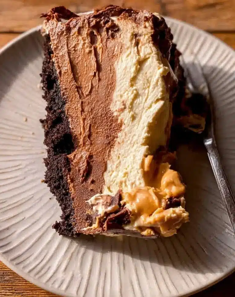 Delicious Chocolate Peanut Butter Pie topped with chocolate shavings and peanuts