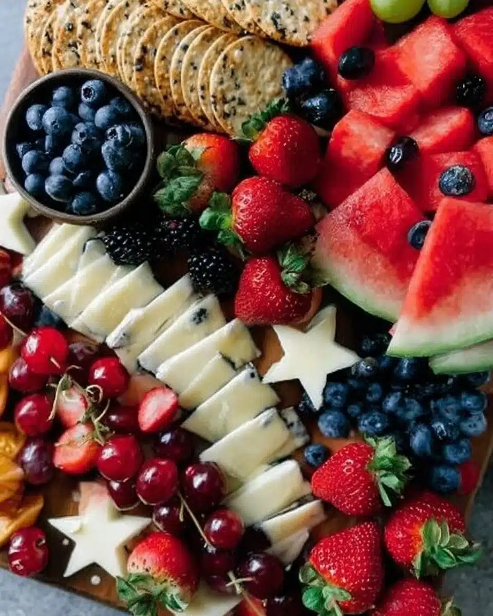 Red, White and Blue Fruit and Cheese Board