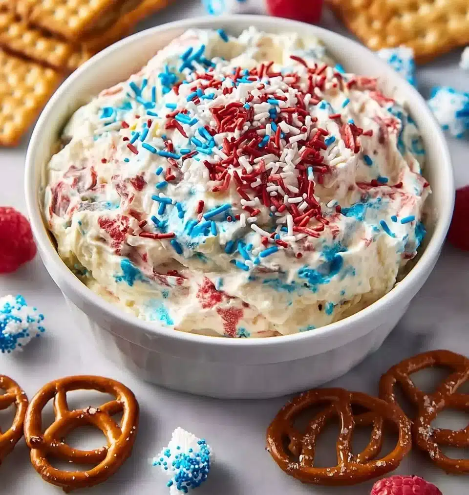 Delicious Funfetti Dip served with colorful sprinkles and dippable treats