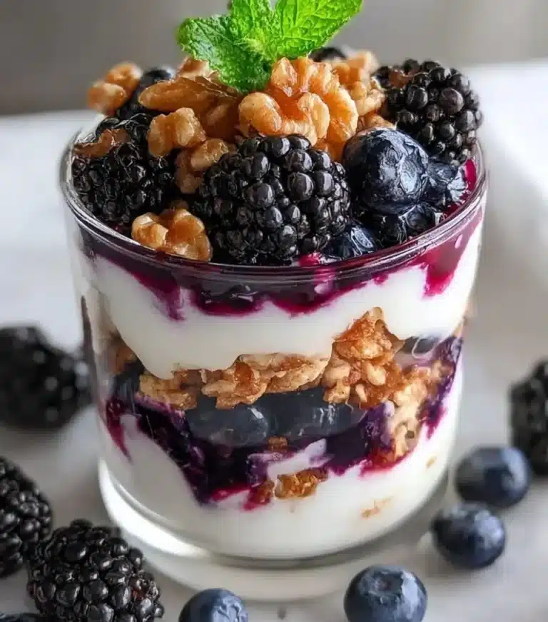 Delicious Greek Yogurt Parfait with fresh fruits and granola layers