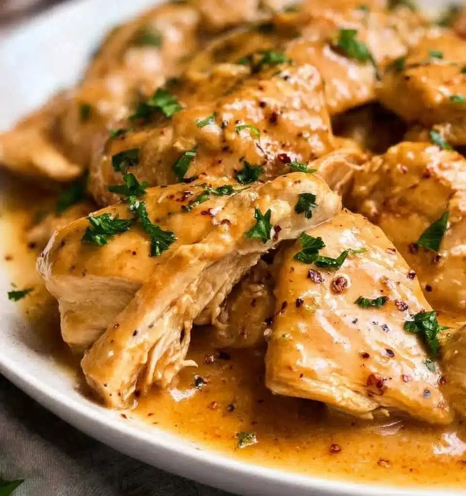 Delicious Honey Mustard Chicken plated with fresh vegetables and sauce.