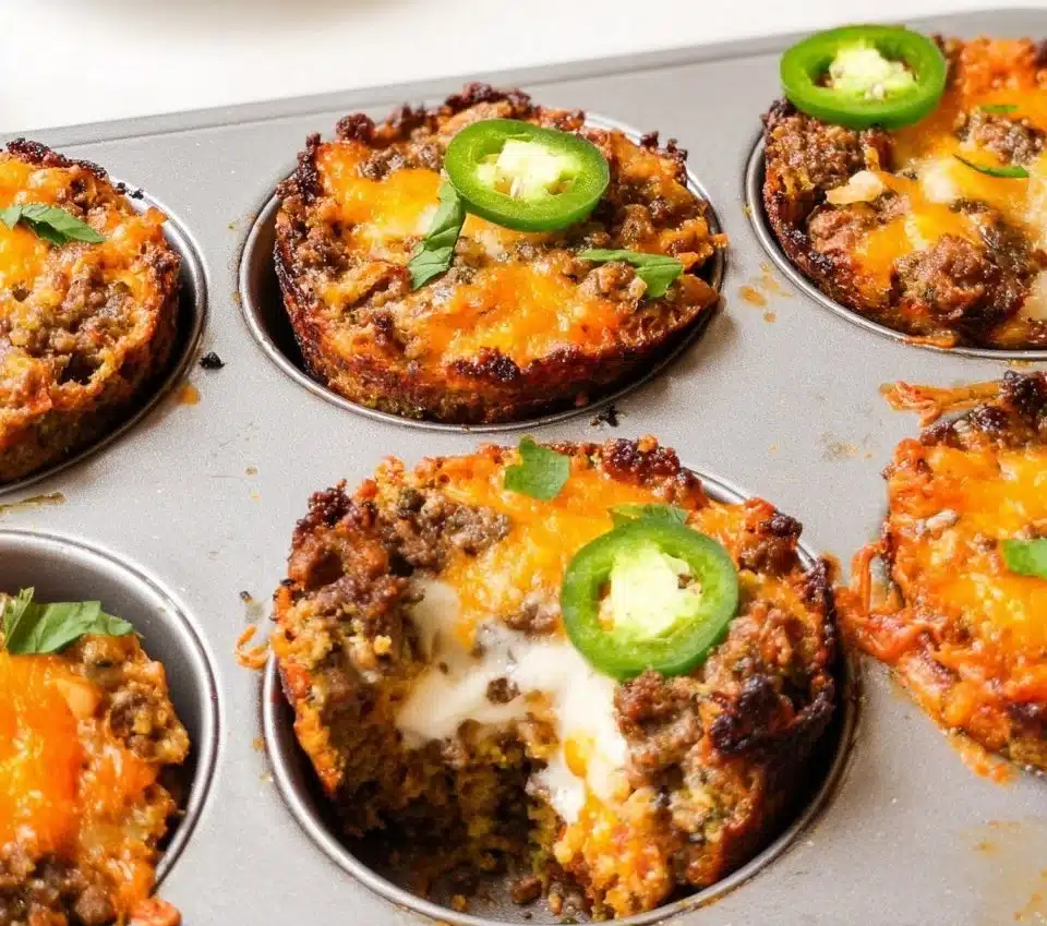 Jalapeño Popper Cheeseburger Bites with crispy jalapeños and melted cheese