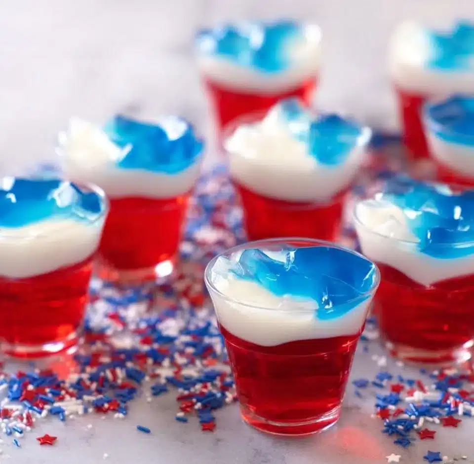 Red, White, and Blue Jell-O Shots