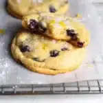 Freshly baked Lemon Blueberry Cookies with a zesty flavor and blueberries