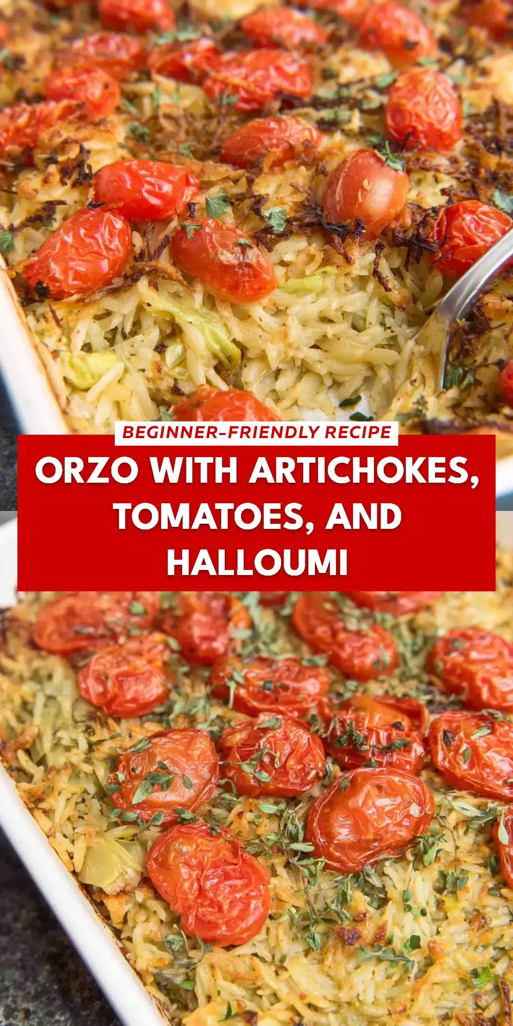 Orzo with Artichokes, Tomatoes, and Halloumi