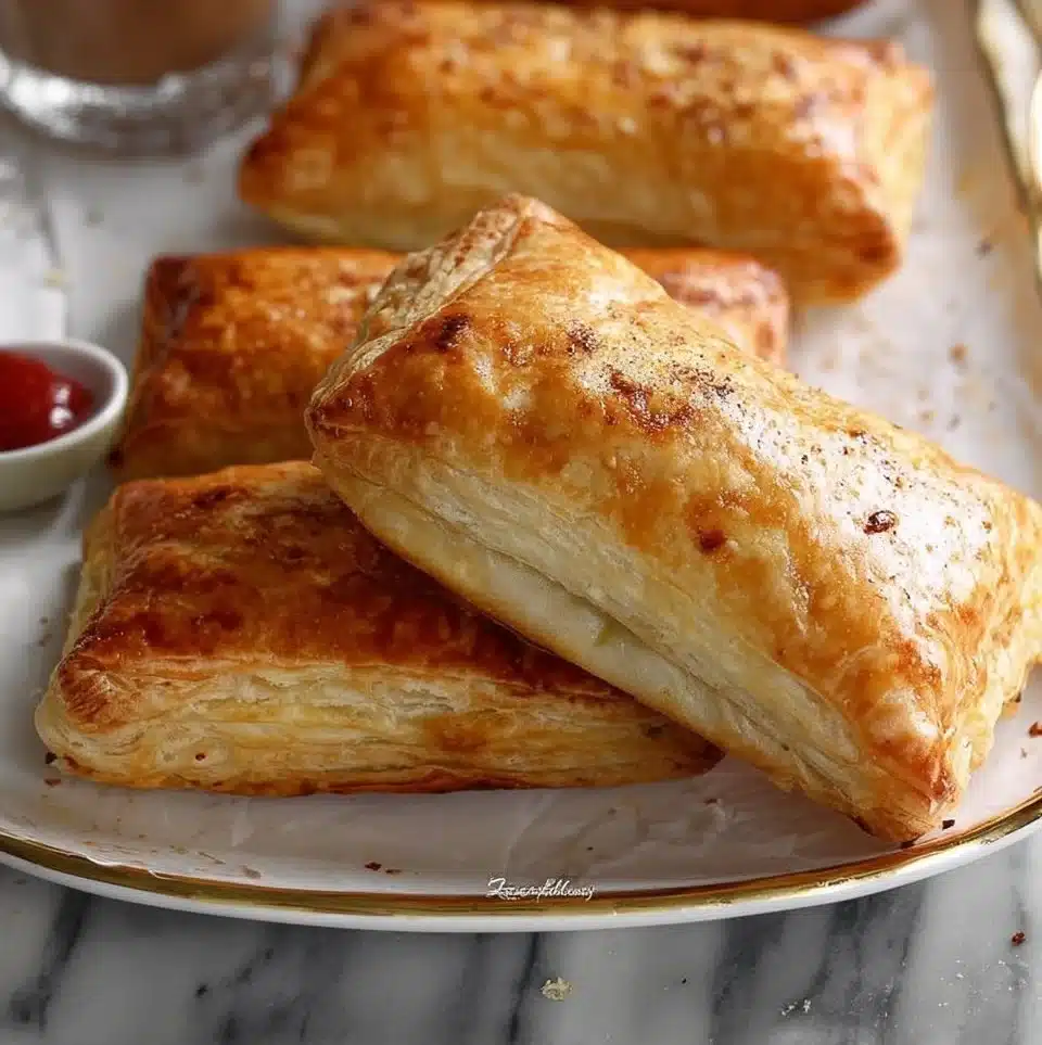 Delicious paneer puff pastry turnovers with golden flaky crust