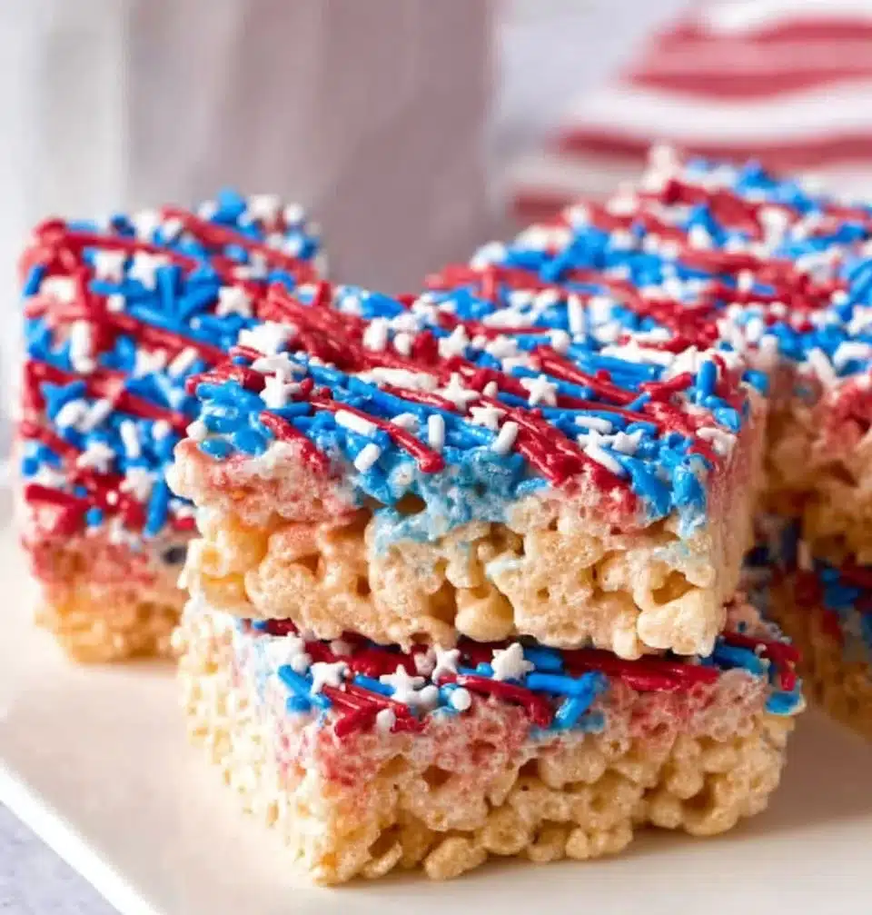 Easy Red White And Blue Rice Krispie Treats For Patriotic Celebrations