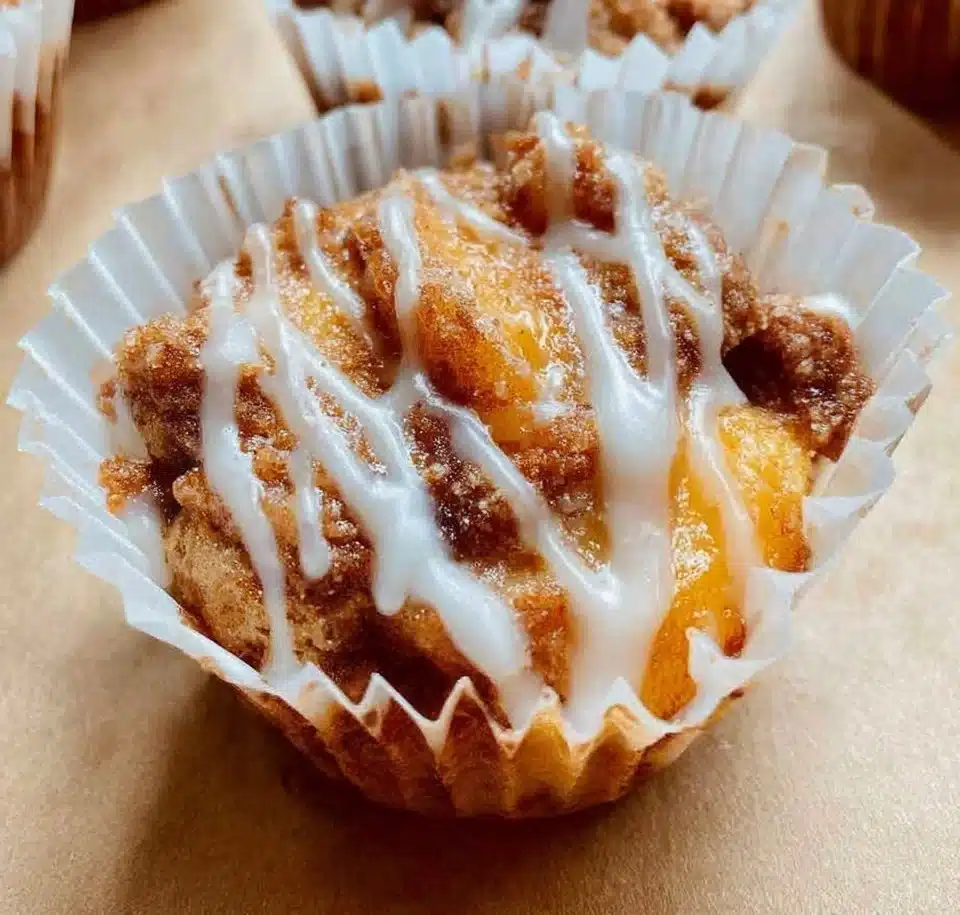Sourdough Peach Coffee Cake Muffins