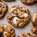 Delicious Sourdough Smores Cookies with melted chocolate and marshmallows