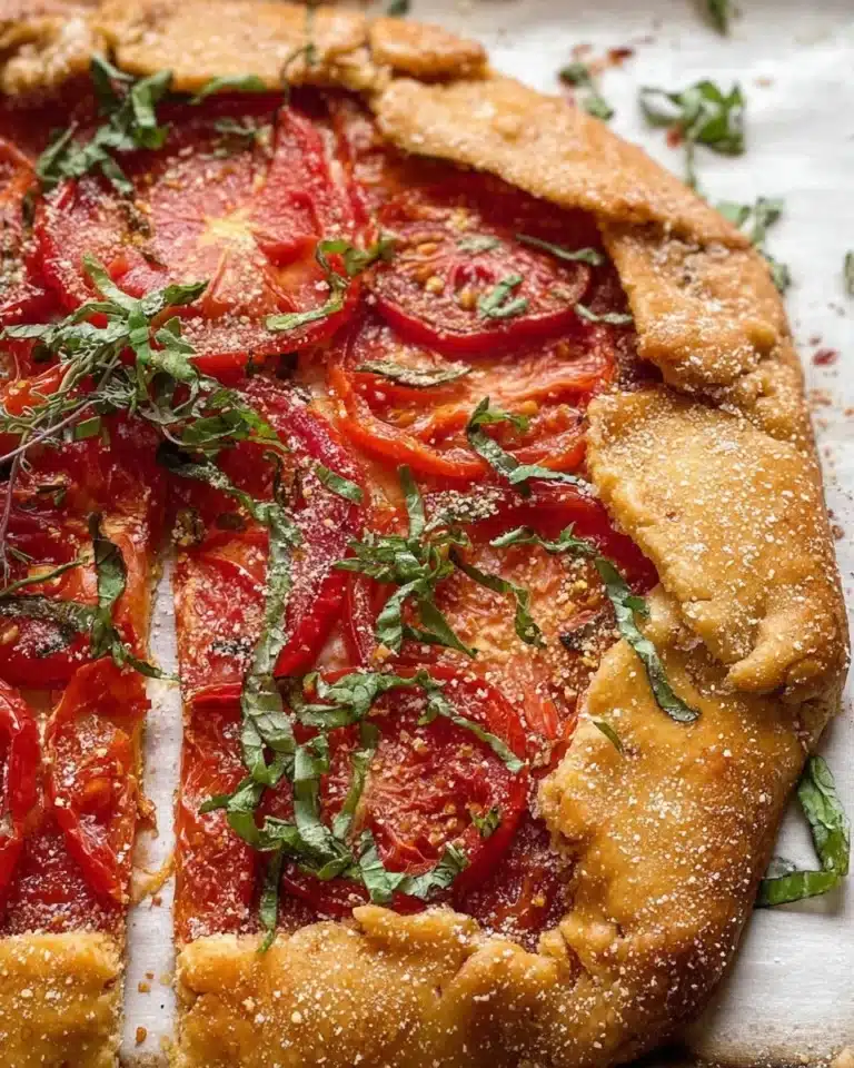 Fresh Tomato Galette with flaky crust and vibrant tomatoes