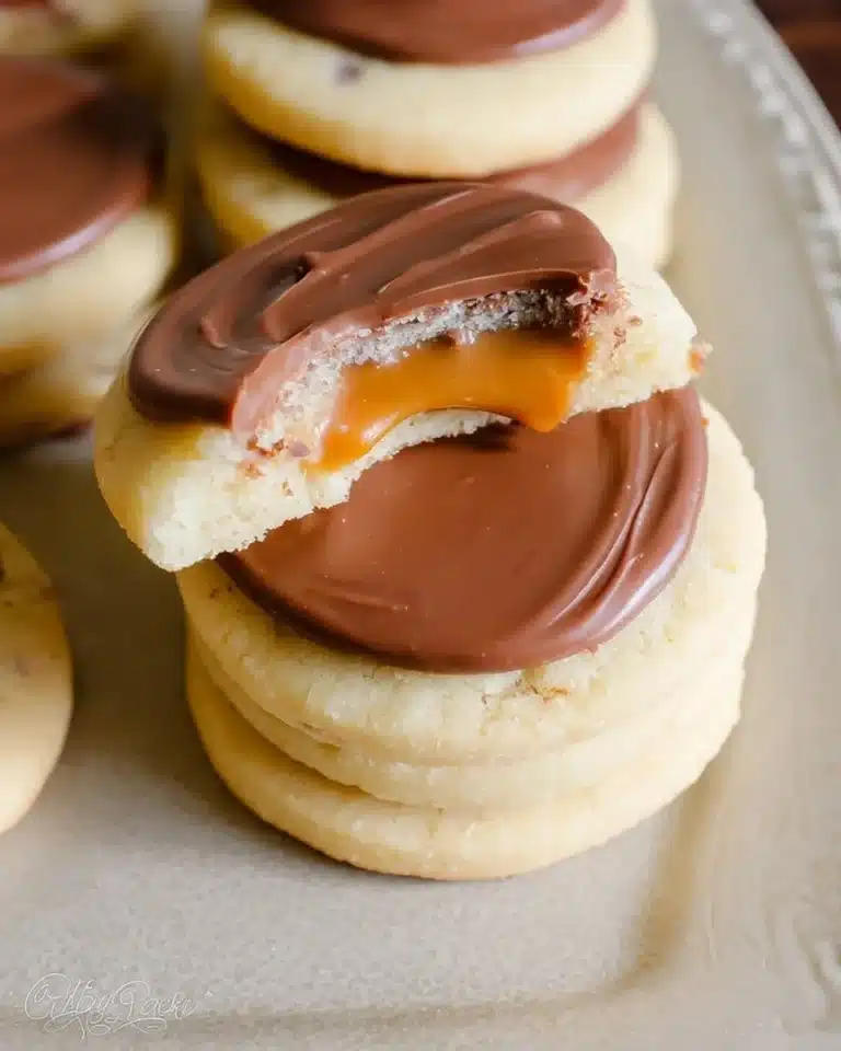 Delicious homemade Twix Cookies with chocolate and caramel
