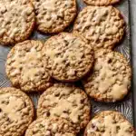Delicious vanilla oatmeal latte cookies stacked on a plate