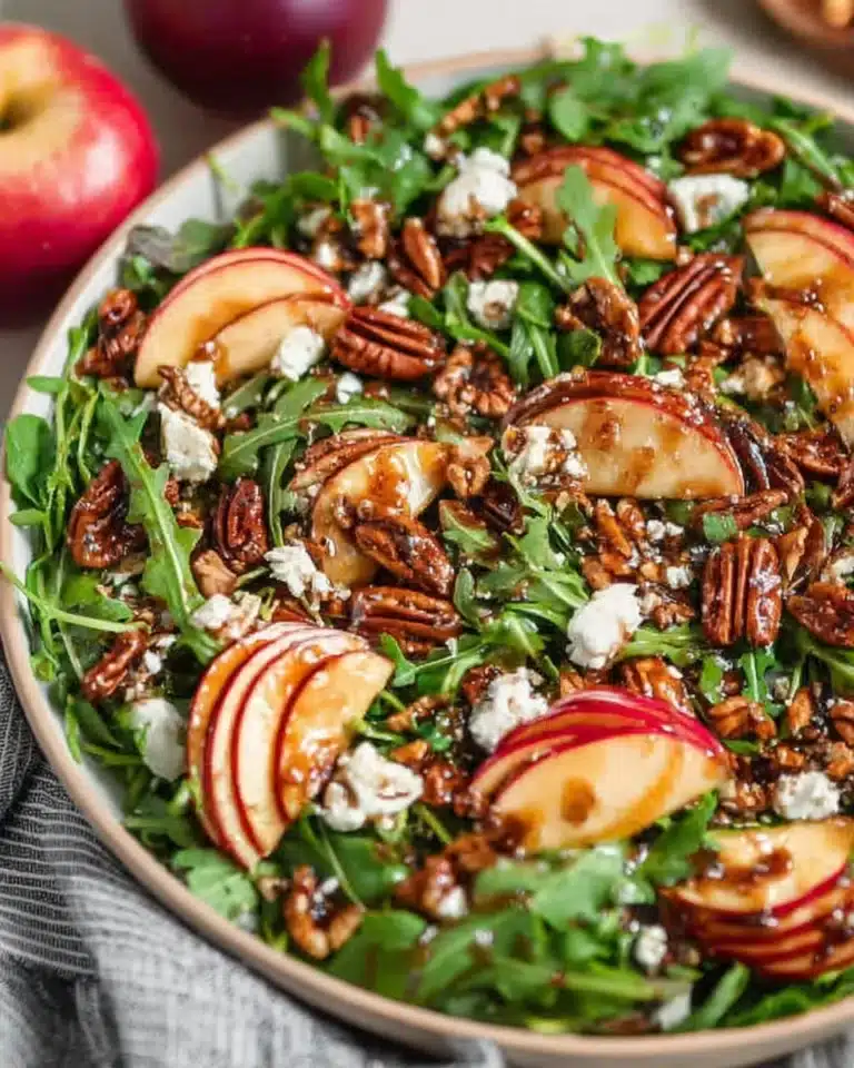 Fresh Apple Arugula Salad with sliced apples and greens