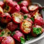 Delicious butter roasted radishes served in a bowl