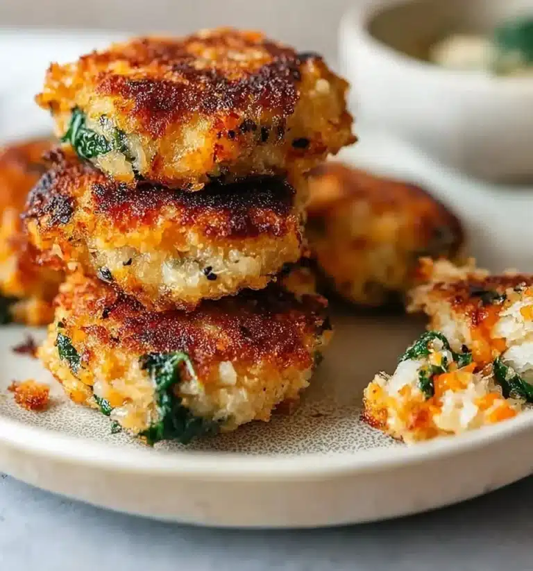 Healthy chicken nuggets with spinach served on a plate